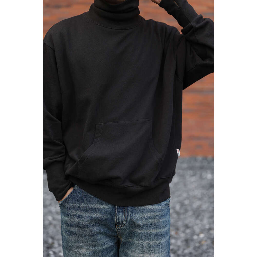 Second Order Men's Turtleneck Sweatshirt Oversized Pocket Solid Pullover
