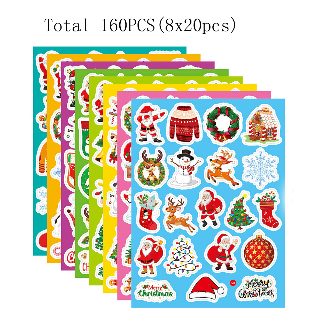 New 160Pcs Holiday Theme Kids Christmas Ornament Stickers Bulk Pack Gifts For Adults Party