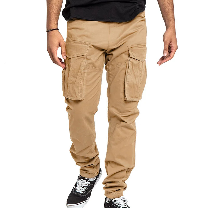 2024 independent station spring and summer plus size mens cargo pants solid color multi-pocket casual pants mens model 241031
