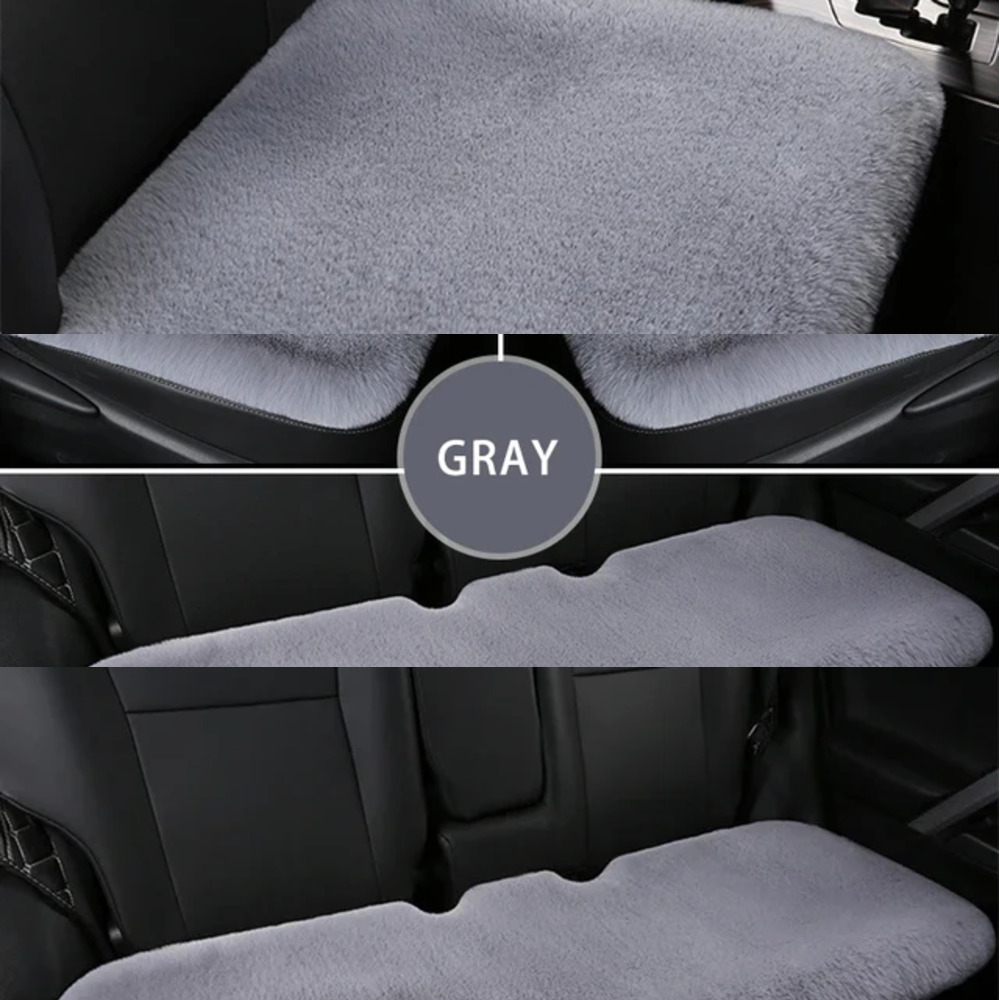 New Plush Rabbit Fur Car Seat Winter Warmth Thickened Wool One Piece Square Cushion For Main Driver Or Co Pilot