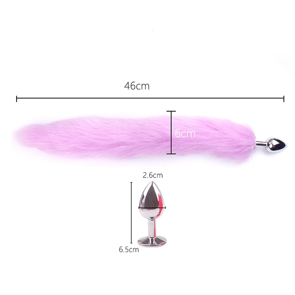 Adult Long Fox Hair Metal Anal Plug Cosplay Couple Flirting Sex Toy Faux Fox Tail Cosplay Supply sex toys 241031