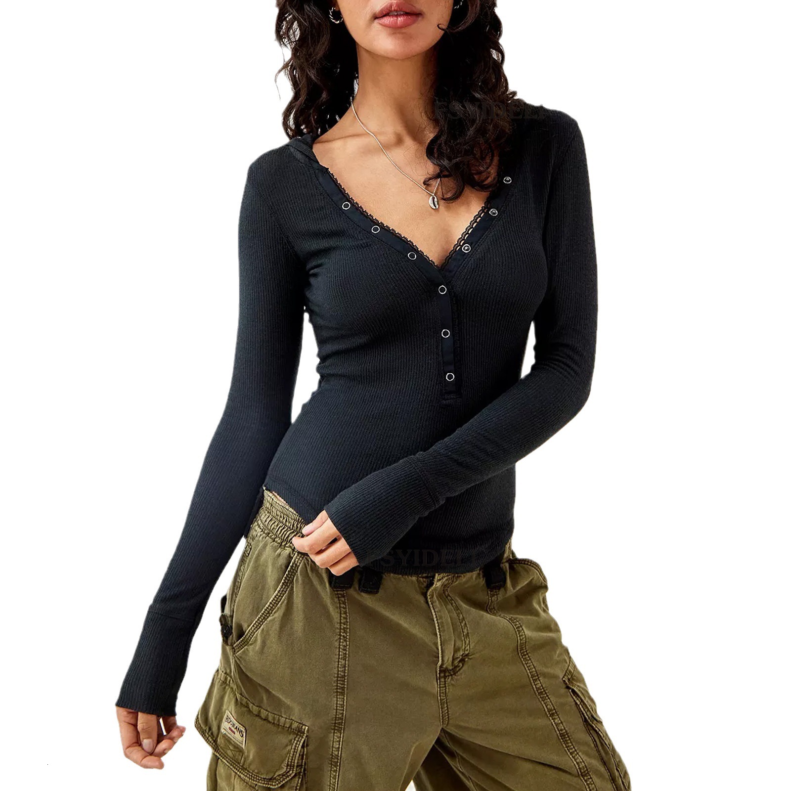 Designer's new spring autumn solid color long sleeved single breasted hooded T-shirt, slim fit and slimming short top SU3500