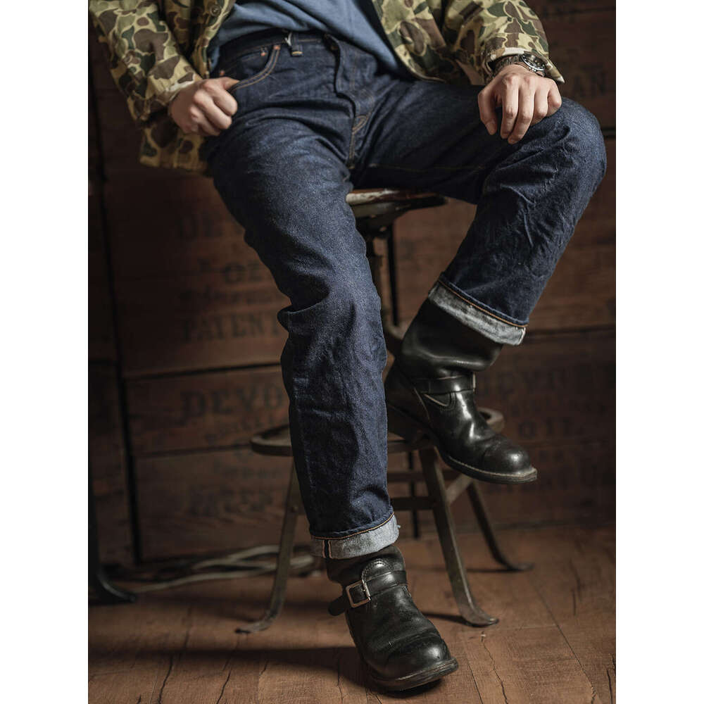 Bronson 47801Xx Jeans Rigid Straight Fit Men Red Workwear Raw Denim Trousers