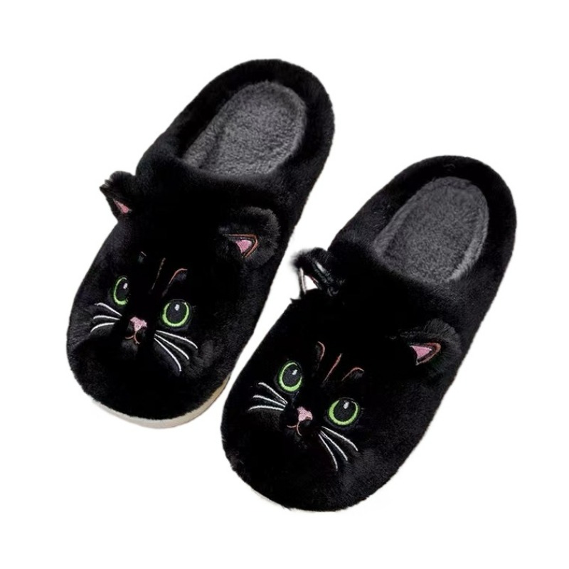 Cotton Cute Cat Slippers for Couples in Autumn and Winter Women Home Plush Home Use Warm Slippers for Winter