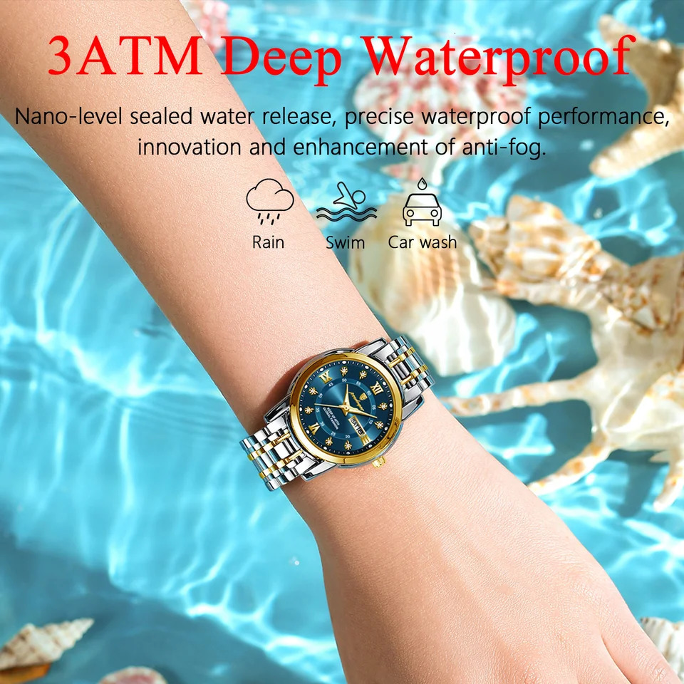 POEDAGAR Women Wristwatch Quartz Ladies Watch Waterproof Stainless Steel Luminous Date Week Womens Watches Dress Clock 241030