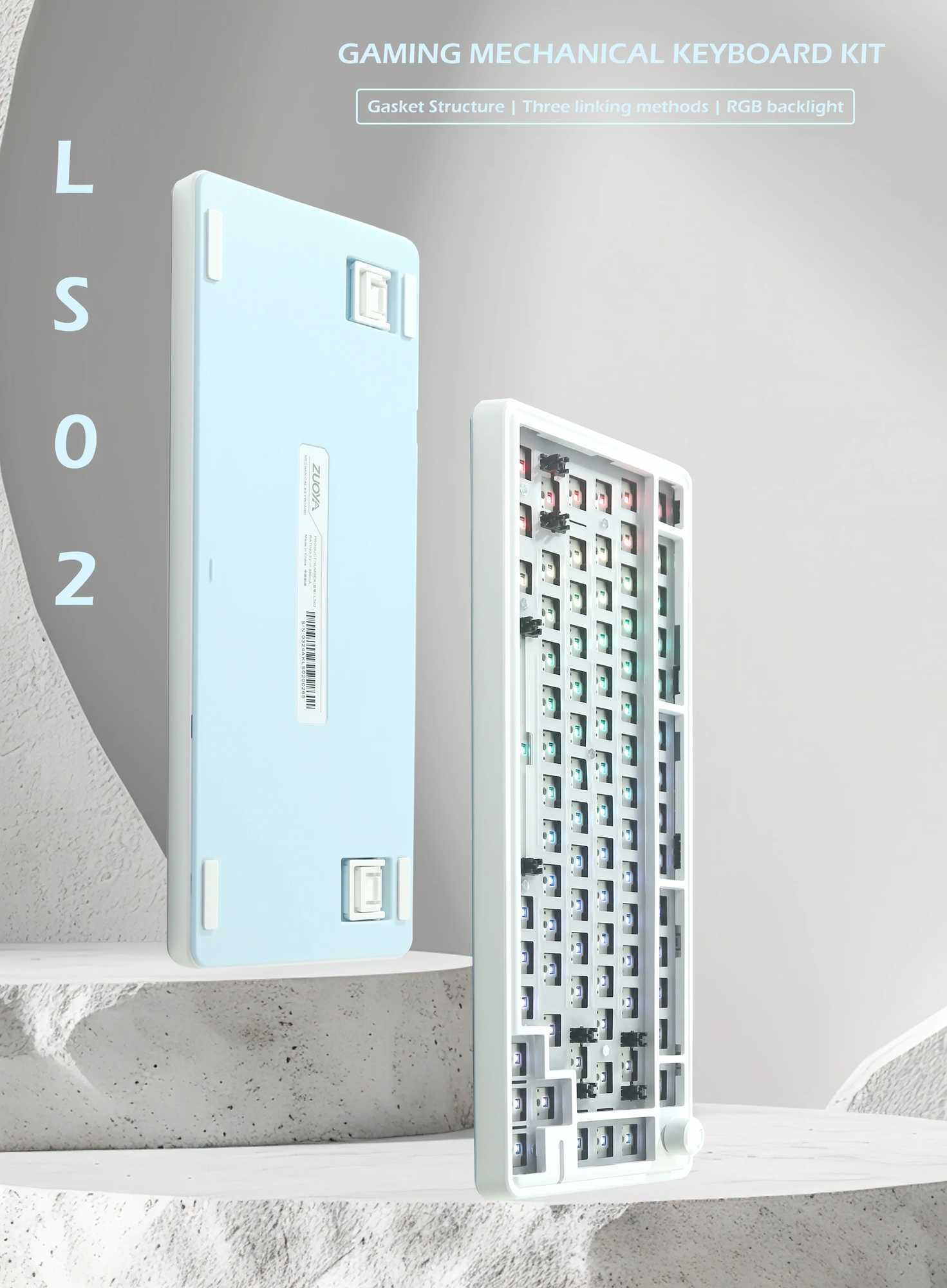 ZUOYA LS02 Mechanical Keyboard Kit Hot-swappable 2.4G Wireless RGB Backlit Gasket Structure SupportLX241031