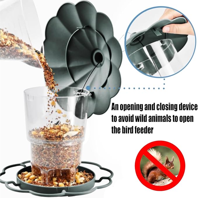 Sleek WLLKOO Bird Feeder Set for Patio & Deck Use Securely Attached With Integrated Shelter Against Elements