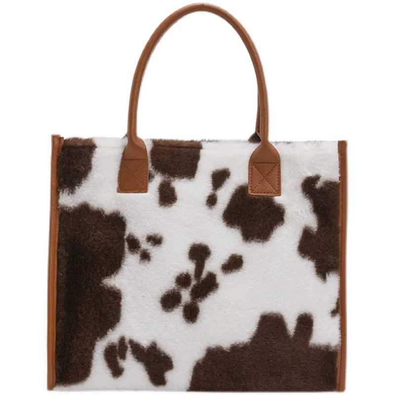 Leopard Print Plush Handbag Fashionable for Women Commuting Plush Bag Designer Bags Purse and Handbags Bolsos De MujerC241031