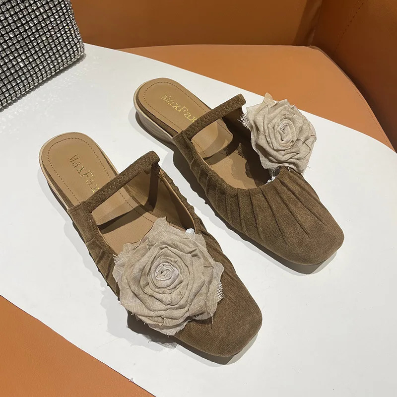 Fashion Summer Women Half Slipper Mary Jane Shoes Ladies Elegant Mules Shoes Low Heel Sandal Outdoor Slipper 241031