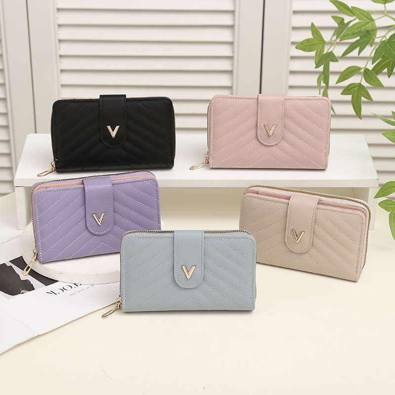 New Designer Fashion Long Buckle Wallet PU Leather Multi Slot Card Swap Solid Color Zipper Handbag