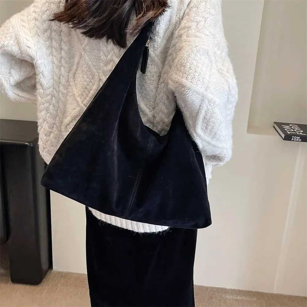 Fall Purses Brown Suede Bags New for Women Zipper Large Capacity Shoulder Bag SlouchyC241031