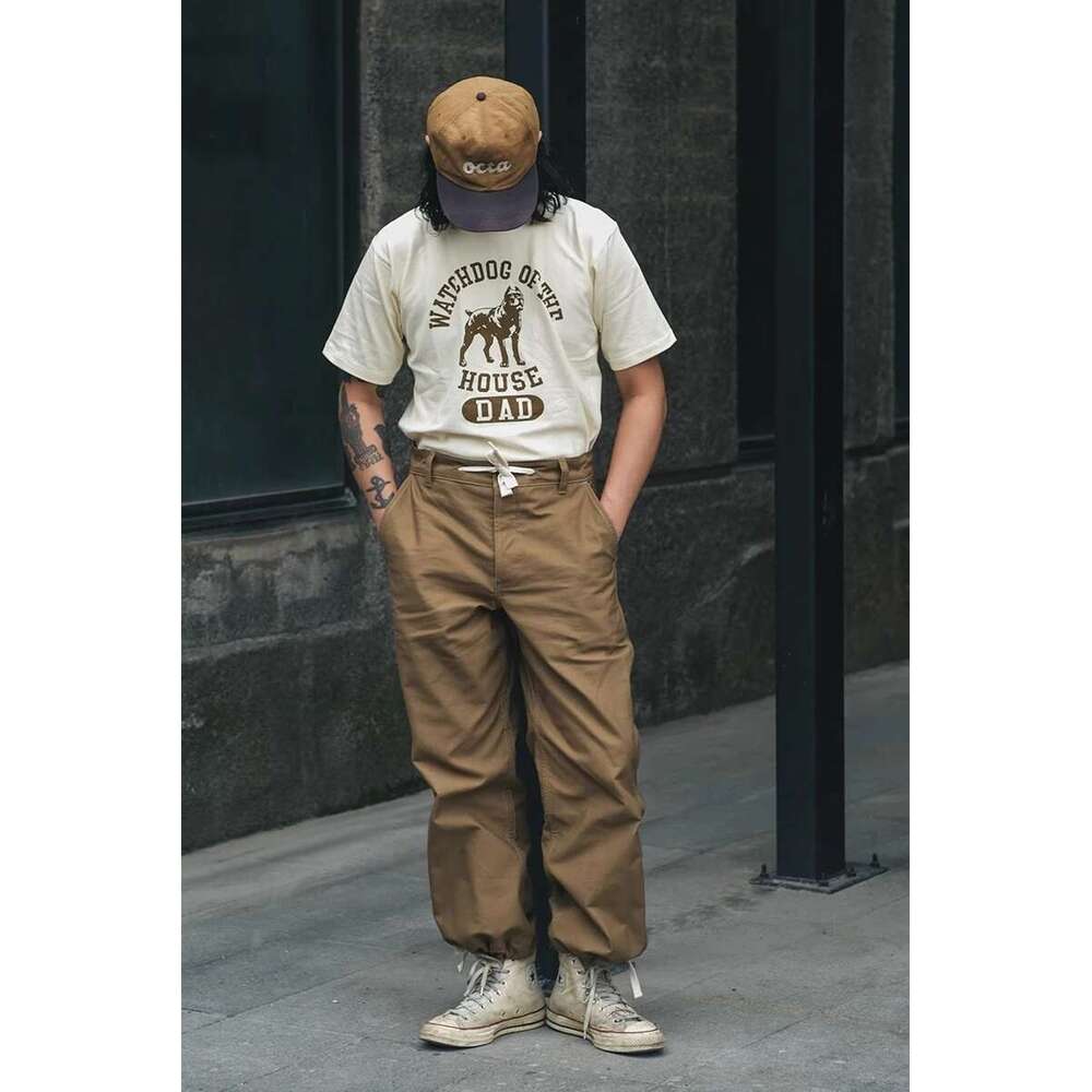 Red Bronson Naval Heritage Work Pants Wide Straight Leg Men's Casual Trousers High Rise