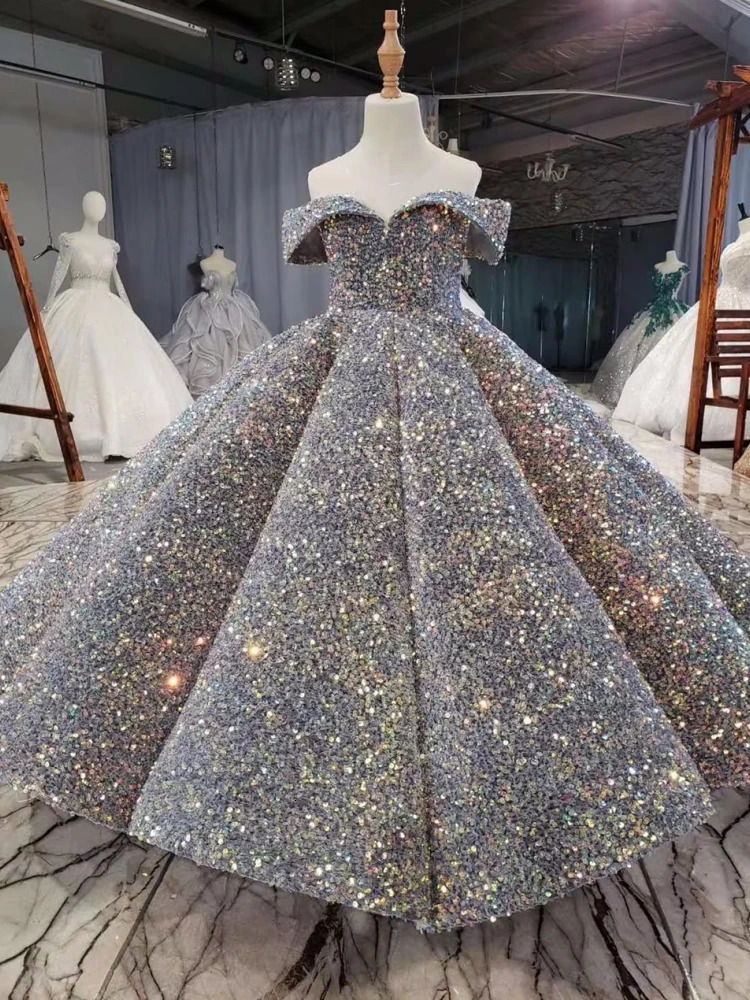 Flower Girl Dresses Ball Sparkly Sequins Beaded Party Princess Kids Pageant Gowns Piano Performance First Communion 241030