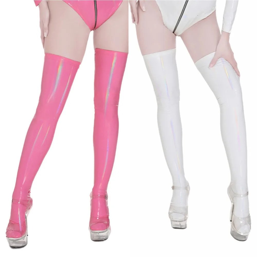 Exotic Womens Oil Shiny Stockings PVC Latex Stockings Sexy Fetish Long Middle Socks Club Wear Cosplay Costumes Wear with Socks 241031