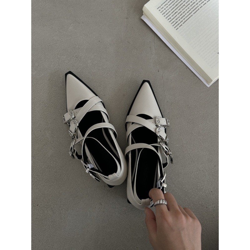 Designer New Women Flat With Buckle Fashion Pointed New Toe Ladies Flats Shoes Sgback Female Sandals Mules