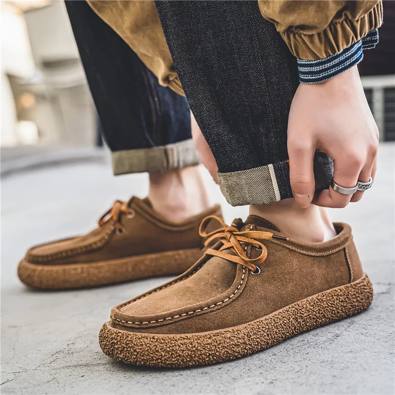 2025 New Designer Trendy Men's Casual 2024 Spring Summer New Arrival Frosted Leather Soft Bottom Shoes For Men Fashionable One Red