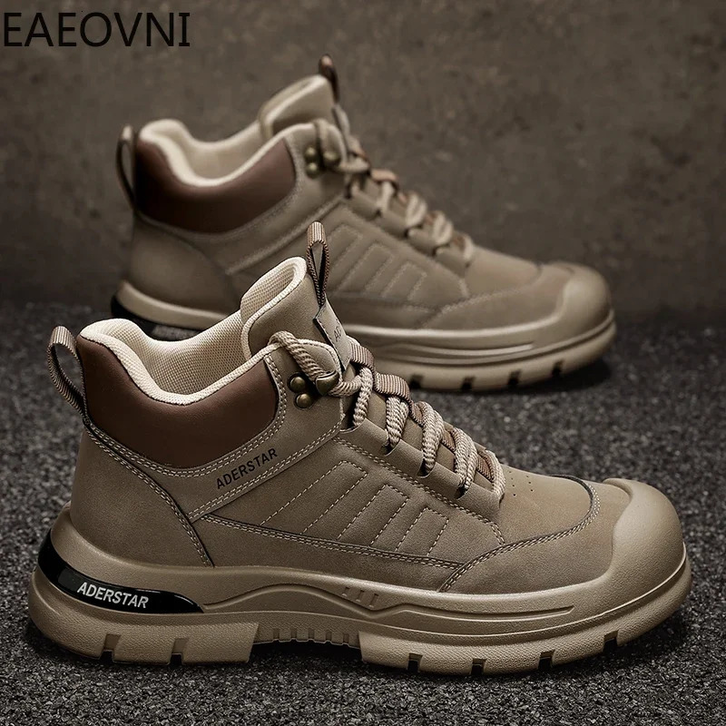 mens winter boots with lace up anti slip and waterproof EAEOVNI explosion-proof style to keep warm and fashionable high boots selling 241031
