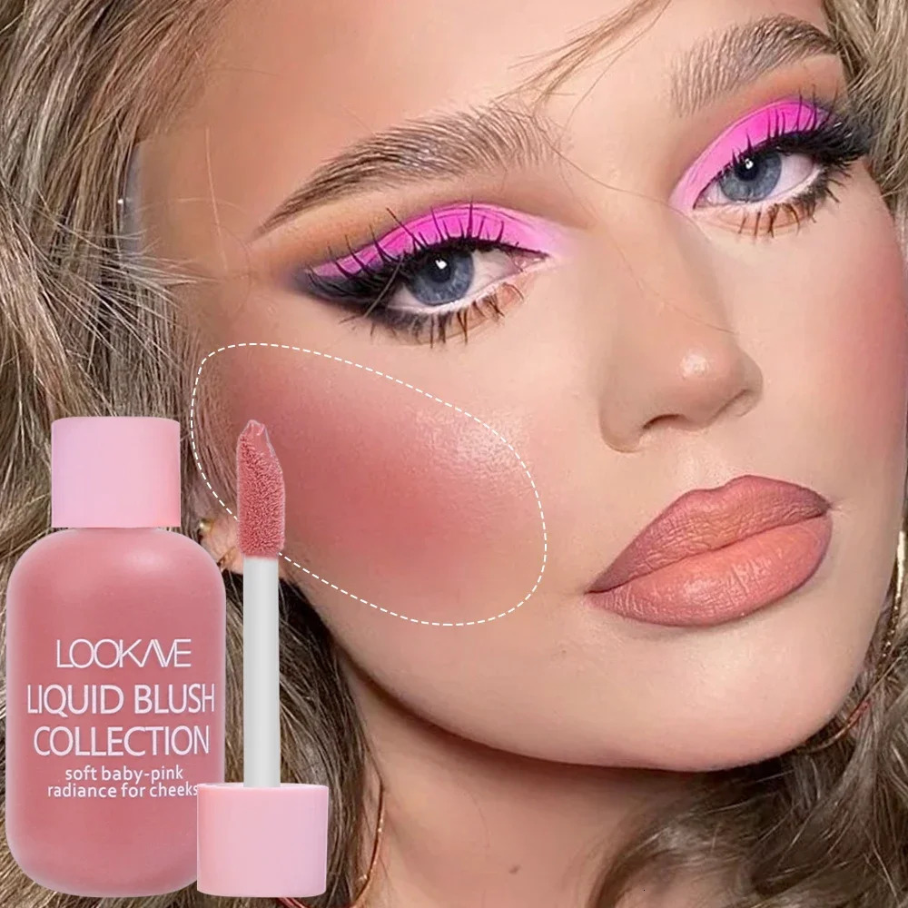 Mini Peach Pink Liquid Blush Waterproof Natural Cheek Blush Makeup Brighten Highlighter Professional Korean Makeup Cosmetic 241031