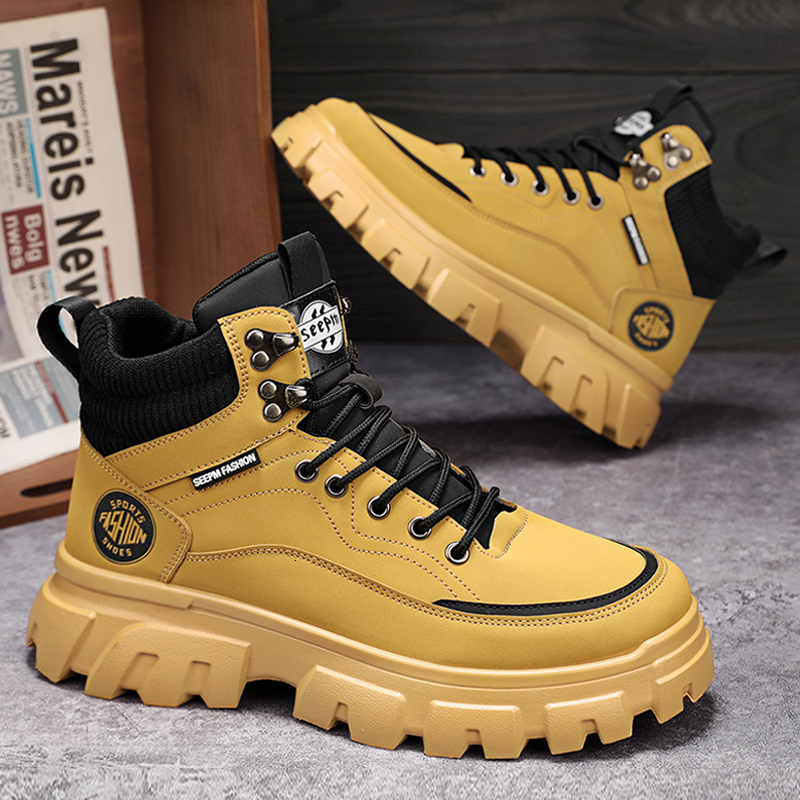 High Top Fashion Work Shoes Casual Retro Men Leather Sneakers for Mens Tennis Athletic Shoe 2024 New Man Outdoor Footwear