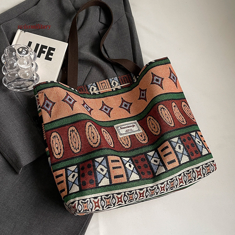 Large capacity canvas bucket 2024 versatile single shoulder crossbody internet famous commuting mommy bag for women #11 swissmilitary