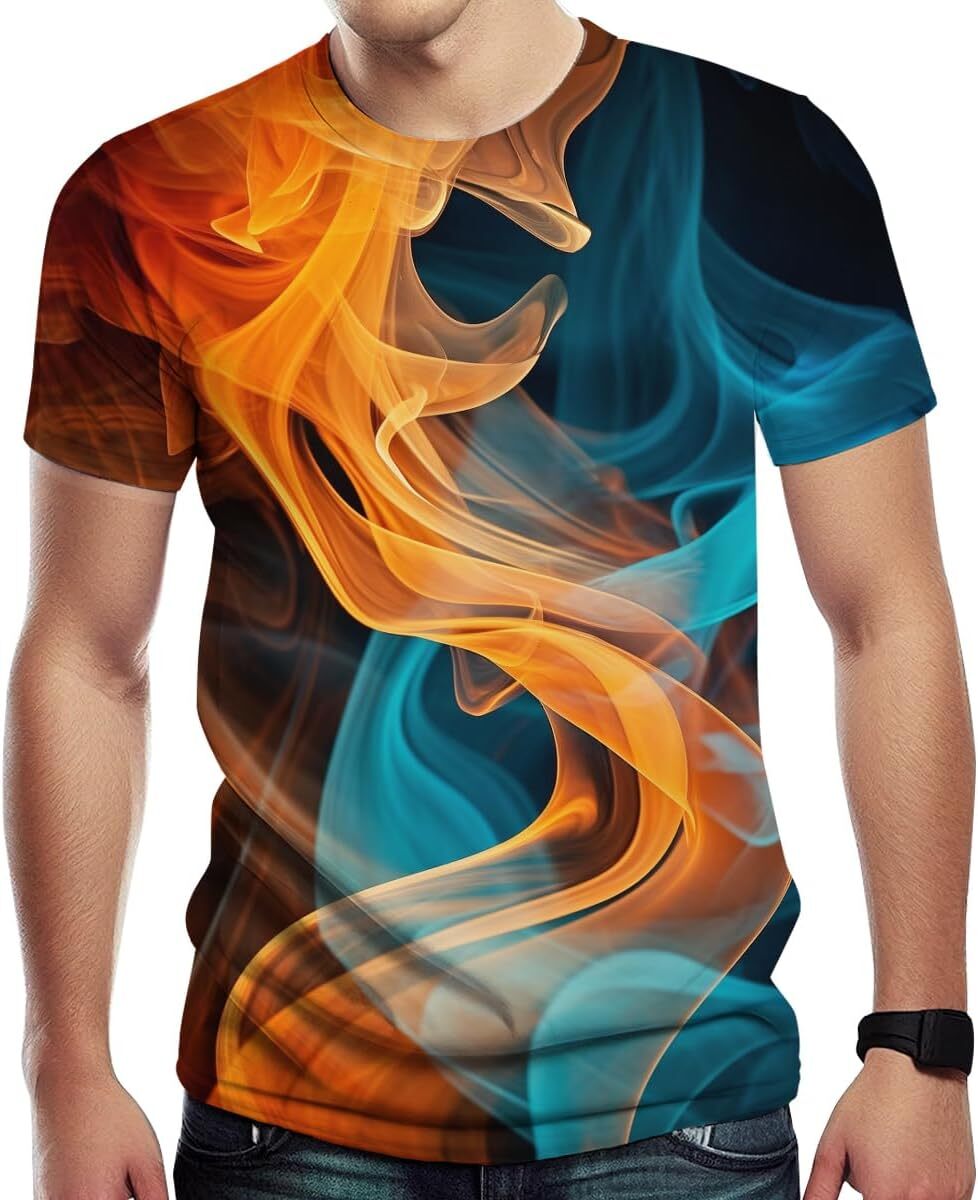 Mens T shirt Mens T shirt Colorful T-Shirts for Men 3D Neon Abstract Tee Adult Summer Casual Shirts tee Casual tops summer clothes tee Casual tops sum