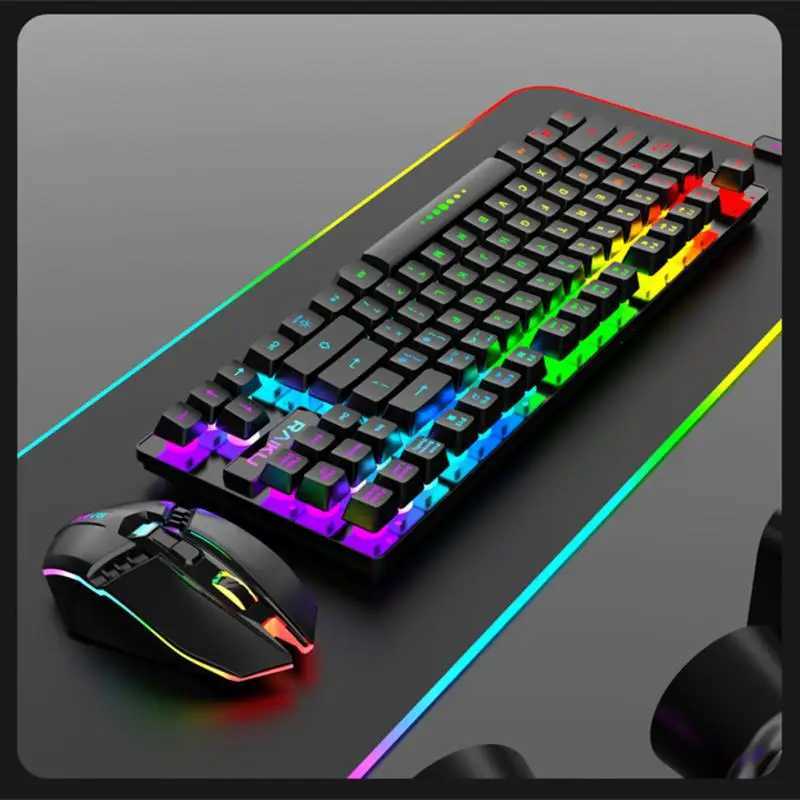 2.4G Wireless Gamer Keyboard And Mouse Set RGB Gaming Keyboard Backlight Gamer Kit 87 Key Charging Keyboard For Computer PcLX241031