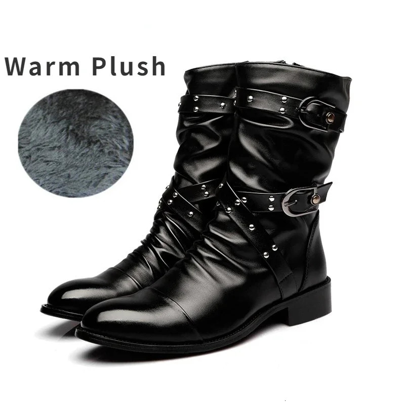 Mens Boots High Quality Bicycle Boots Black Punk Rock Shoes Mens Fashion Motorcycle Boots Retro Leather Mens Chelsea Boots 241031