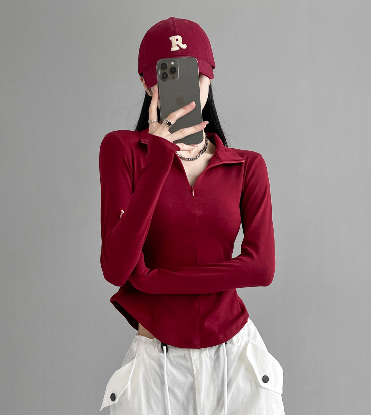 Stretch sports tops women 2024 new tight lapel T-shirt women Slim and thin sexy waist tops
