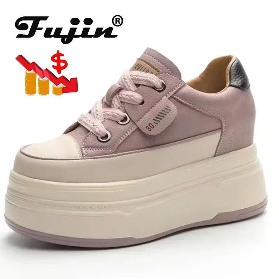 Fujin 9cm Cow Suede Genuine Leather Women Vulcanized Platform Wedge Skate Boarding High Brand Heels Casual Summer Shoes free shipping shoes