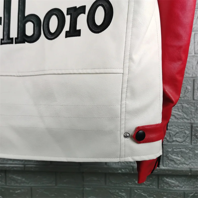 PU Fully Embroidered HeavyDuty Patchwork Leather Jacket Retro Style Motorcycle Leather Patchwork Jacket 241024