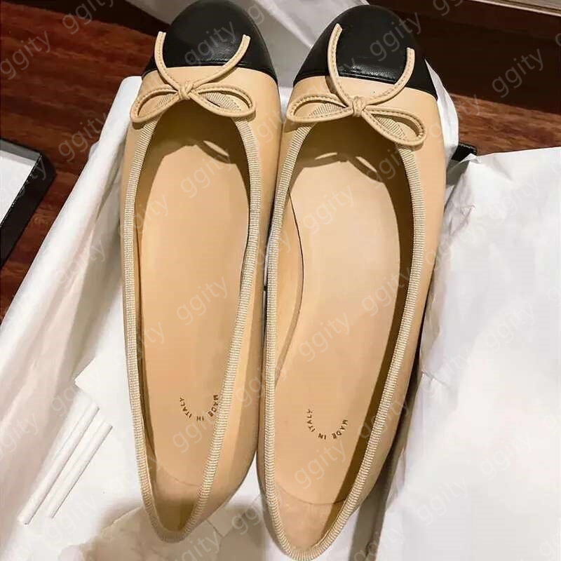Designer shoes Paris Brand designer Black Ballet Flats Shoes Women Spring Quilted Genuine Leather Slip on Ballerina Luxury Round Toe Ladies Dress