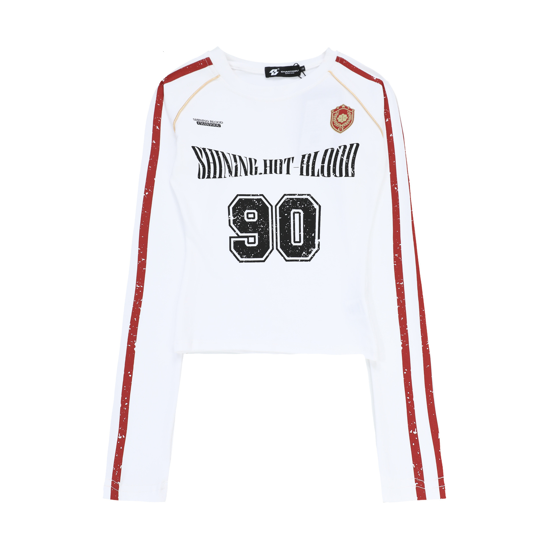 Designer Shallow Shine Clothing | American Three Bar Hot Girl Shoulder T-shirt Short Women's Autumn Trend Brand Sweet Cool Style Sports Top