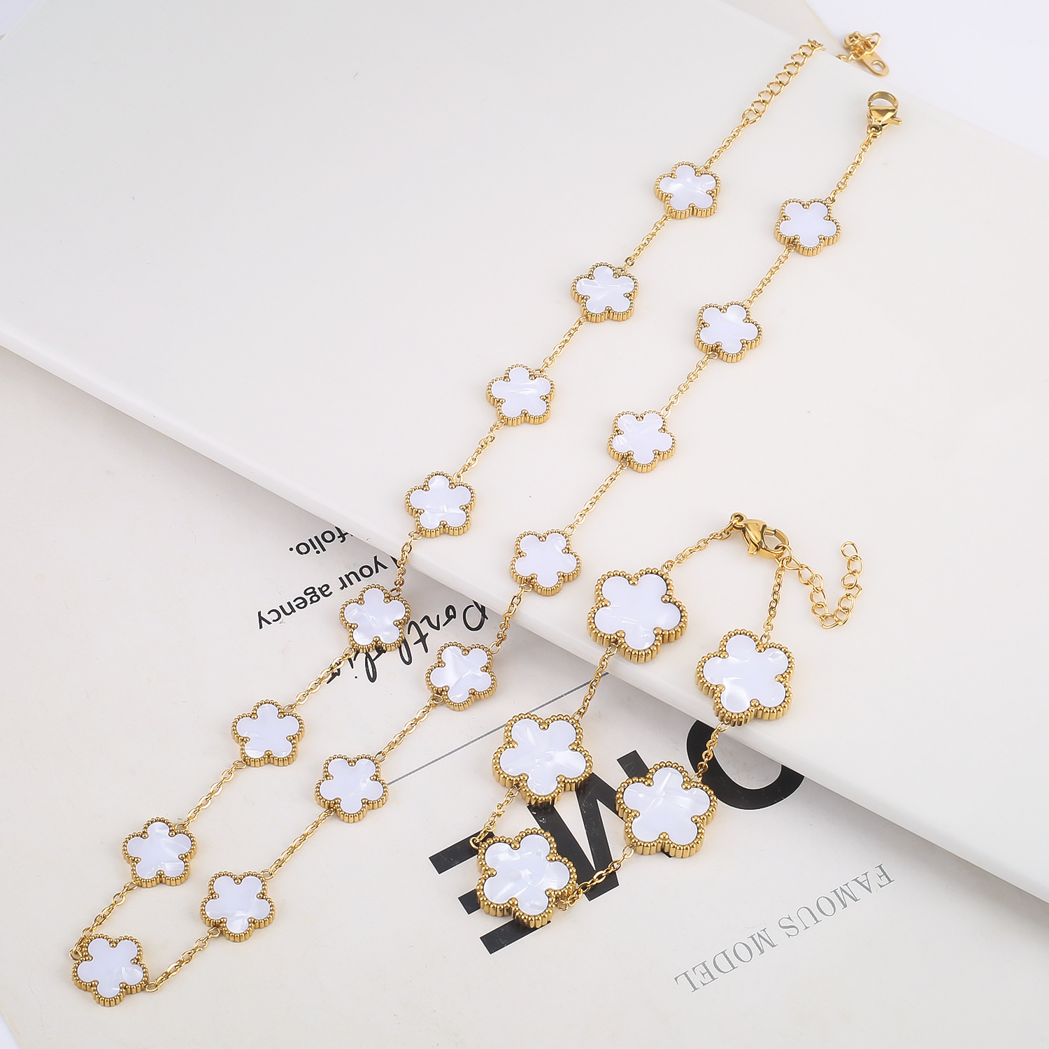 jewelry set bracelet necklace designer bracelet 18K Gold Plated pattern necklace pattern bracelet jewlery designer for women designer jewelry clover bracelet