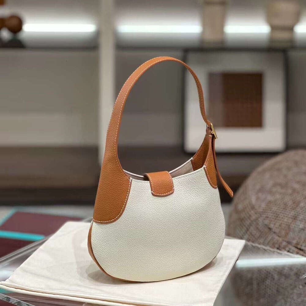 womens genuine leather handbag 2024 autumn winter new cowhide saddle bag large capacity contrast color design shoulder bag