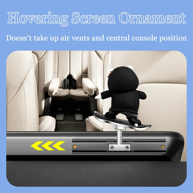 New Automatic Sliding Skateboard Bear Alloy Cute Cartoon Scooter Center Console Ornaments Creative Car Decoration Accessories