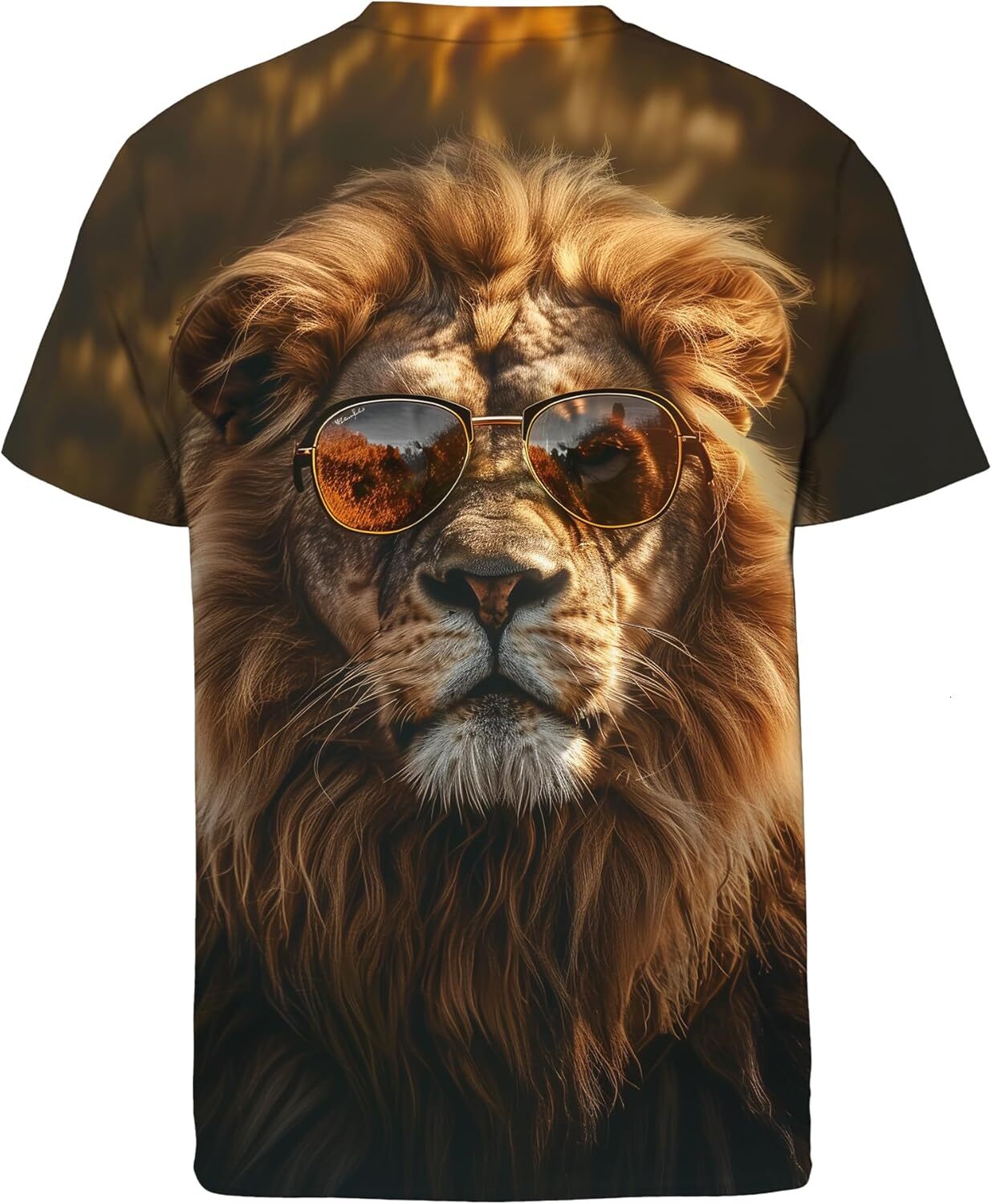 Men's T-shirt for men and women 3D graphic color Lion T-shirt short sleeve fashion printed T-shirt men and women wearing sunglasses Lion fashion 