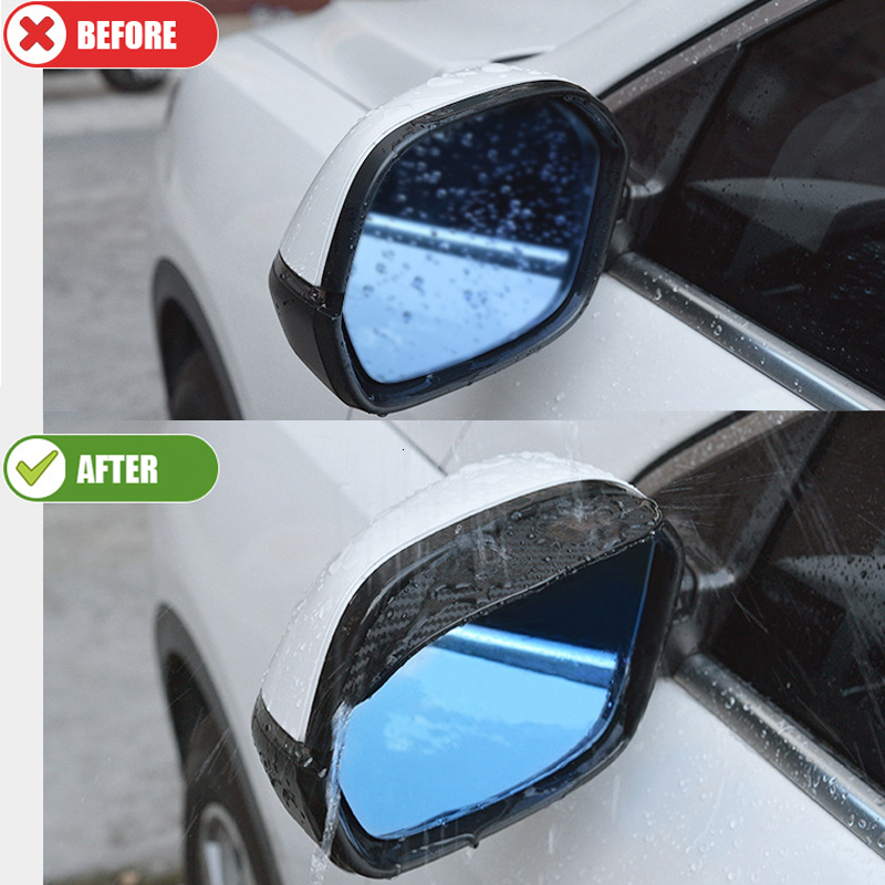 New 2Pcs Eyebrow Carbon Fiber Rearview Side Snow Sun Visor Rain Cover Car Mirror Accessories