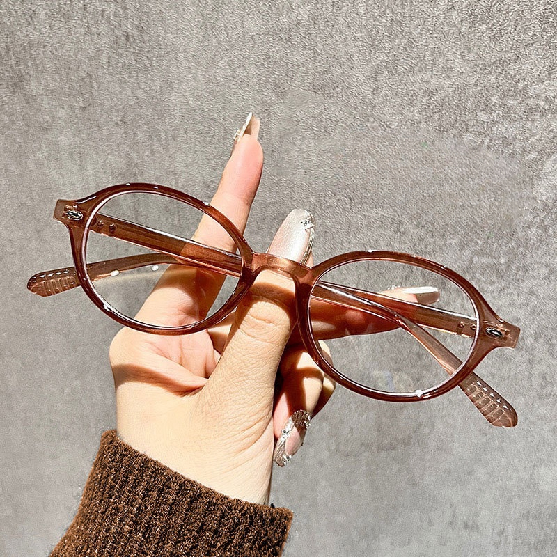 9535 2024 new hot selling retro oval tortoiseshell color small frame black frame plain glasses full frame glasses frame