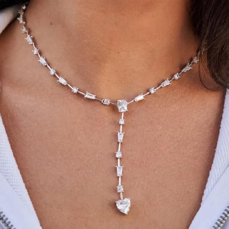Iced Out Bg Micro Pave CZ Geometric Lariat Necklace for Women