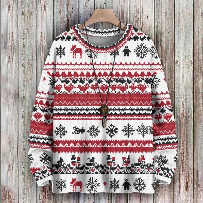 Christmas Day Sweater 3D Print For MenWomen Unisex Winter Long Sleeve Sweatshirt Pullover Fashion Outerwear 241031
