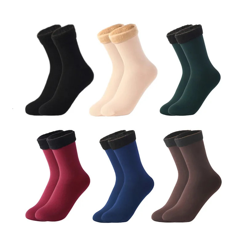 Winter Warm Women Socks Soft Thicken Thermal Plush Socks Solid Color Velvet Wool Snow Boots Floor Socks Home Sleeping Sock 241031