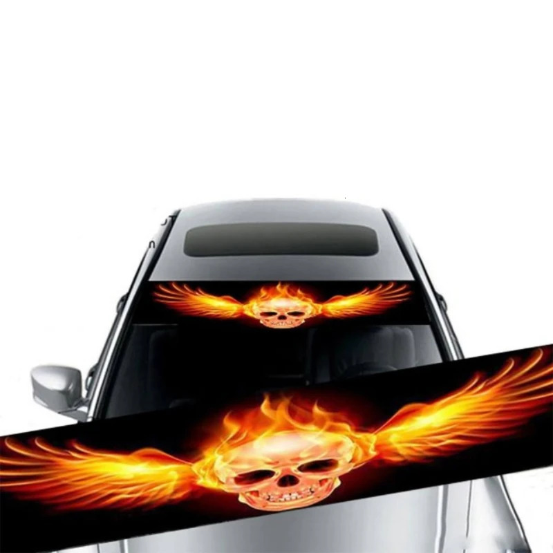 New 3D Car Stickers Wolf Eyes And Skull Pattern For Front Windshield Auto Rear Window Sunscreen Vinyl Decals Cool Animal Decoration