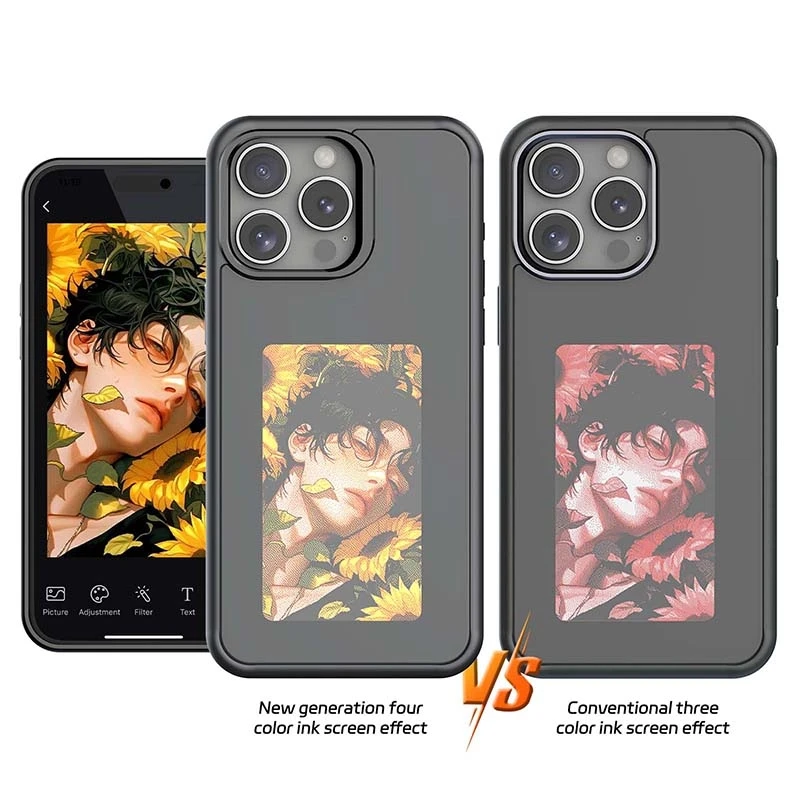 New-tech NFC Function Case For Iphone 16 15 14 13 Pro Max DIY Cases E Ink Screen Phone Cover Cartoon Girl Fundas Battery Free