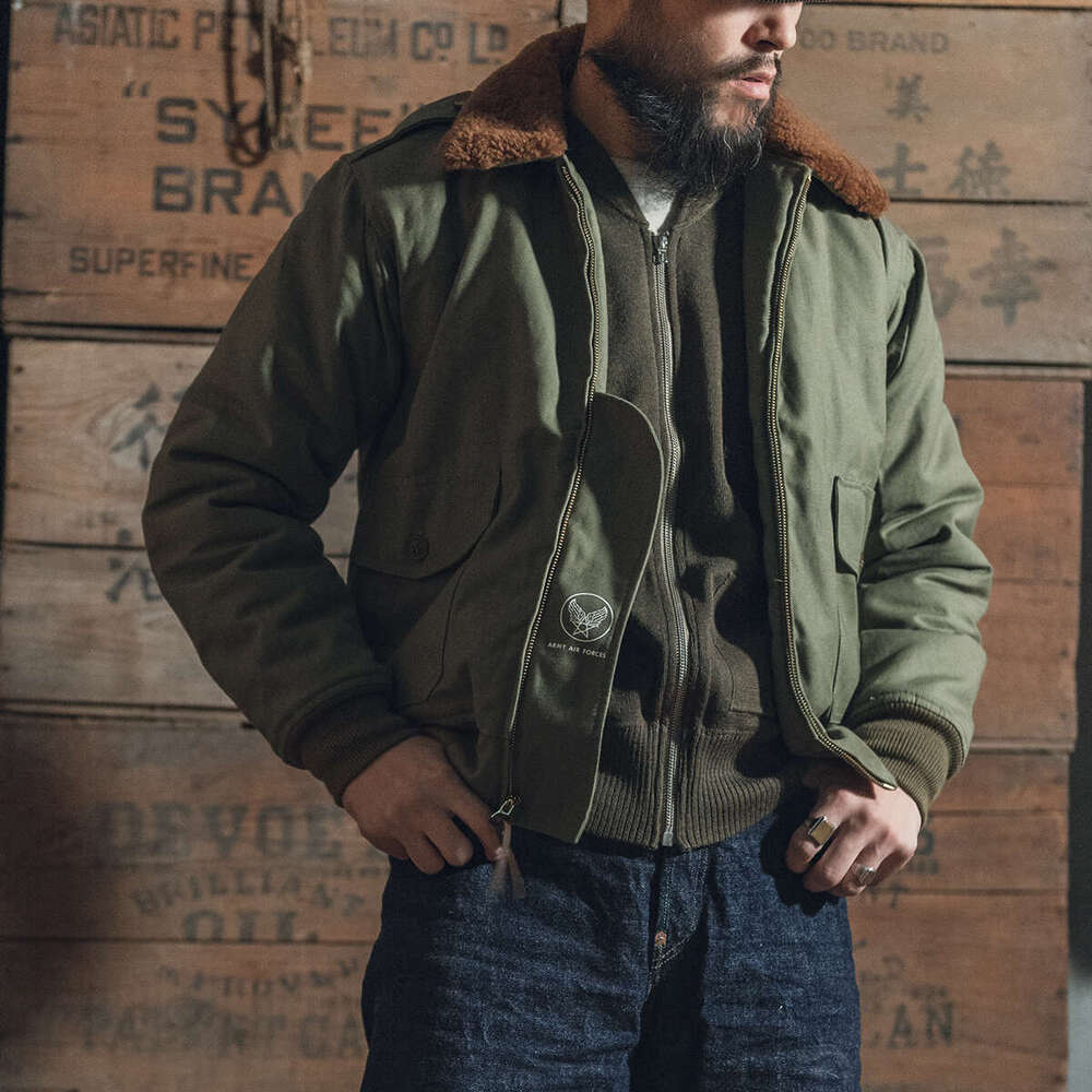 Bronson 1943 Type B-10 Bomber Jacket Vintage Mens Flying Coat Wool Ing B15