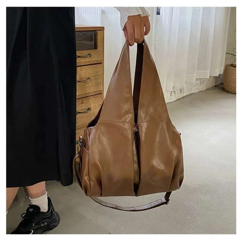 New Fashion Simple Shoulder Niche Design Large Capacity Textured Casual Retro Tote Solid Color Crossbody Bag For Women
