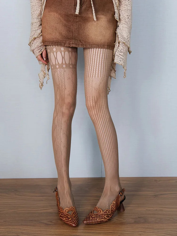 Retro wandering babes y2k dunes asymmetric sweet and spicy music festival stockings ghost horse 2 double 241031