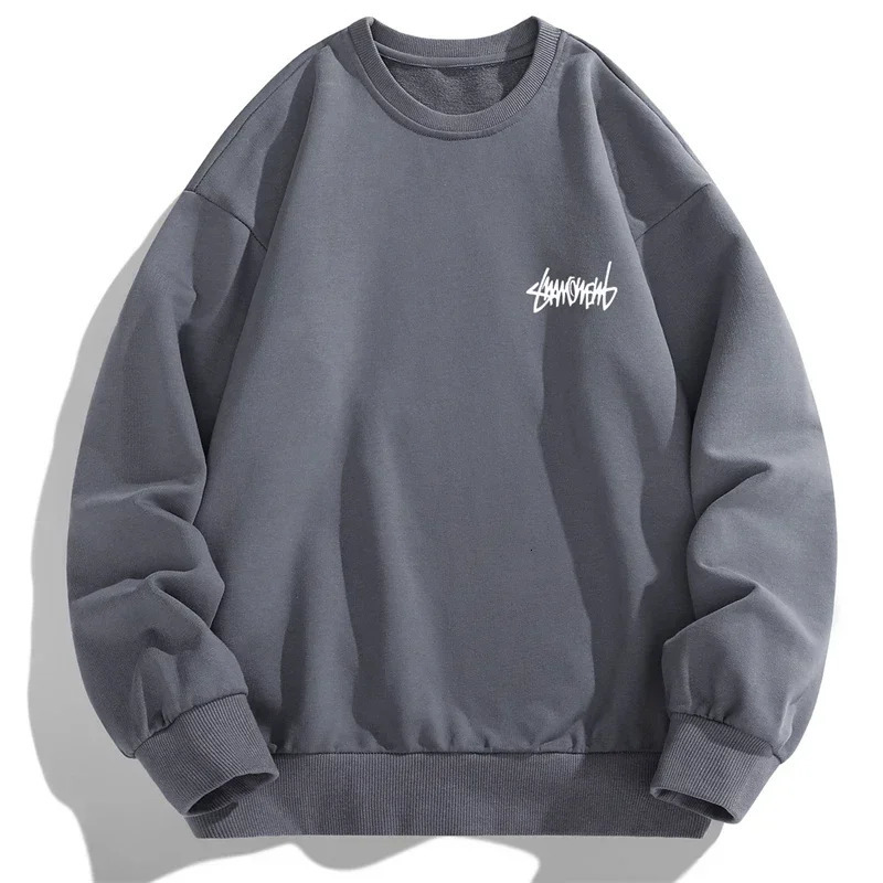 2024 Spring Autumn Men Casual Sweatshirts Harajuku Loose Streetwear Tops O Neck Pullover Hoody Solid Mens M3XL 241024