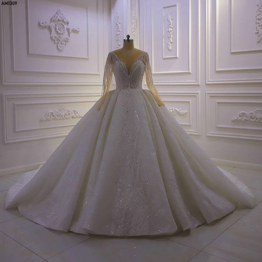 V-neck Long Sleeve New Style wedding Dress