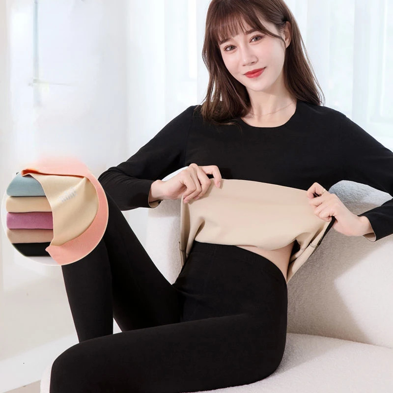 Thermal Underwear Ladies Plus Velvet Thickening Suit German Velvet Seamless Heat Long Autumn Clothes Long Pants Long Johns 241031