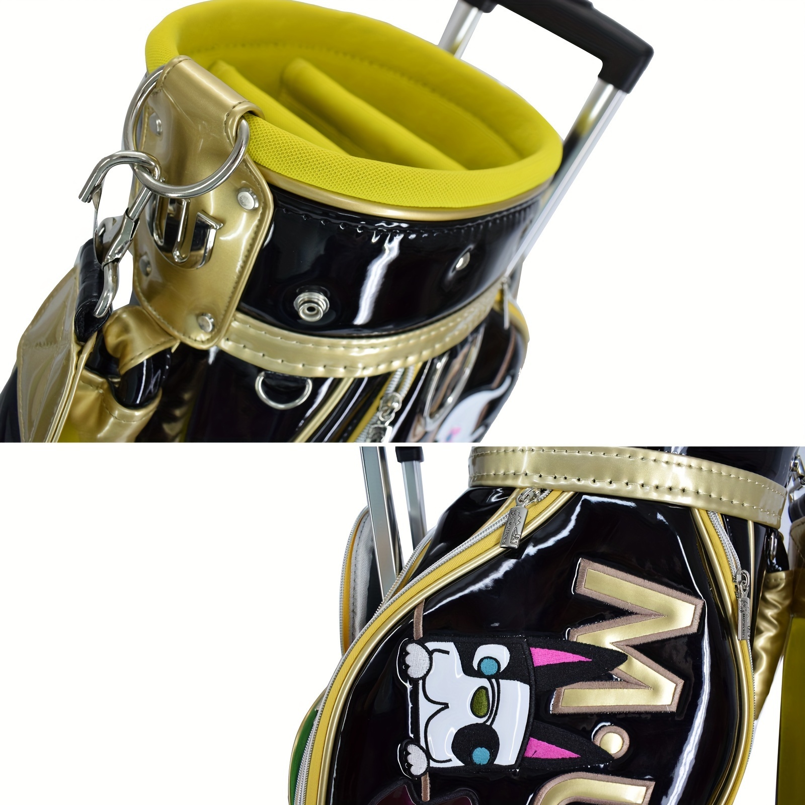 Water resistant golf cart bag with wheels - durable PVC, black, suitable for outdoor sports and fitness equipment